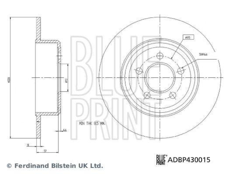 BLUE PRINT ADBP430015 Bremsscheibe f&uuml;r Chrysler