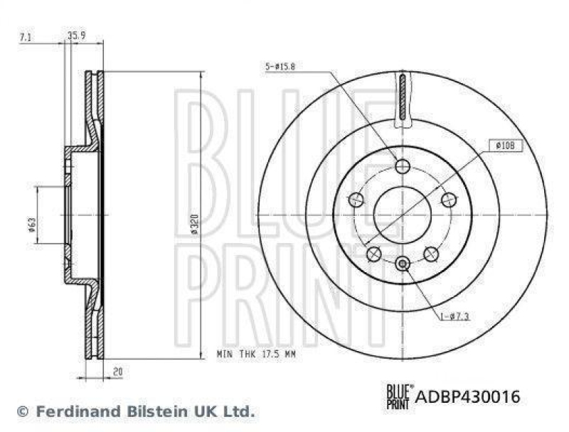 BLUE PRINT ADBP430016 Bremsscheibe f&uuml;r VOLVO PKW