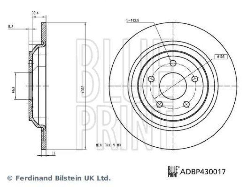 BLUE PRINT ADBP430017 Bremsscheibe f&uuml;r Ford Pkw
