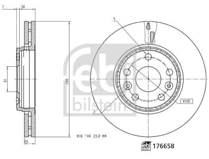 FEBI BILSTEIN 176658 Bremsscheibe f&uuml;r Renault