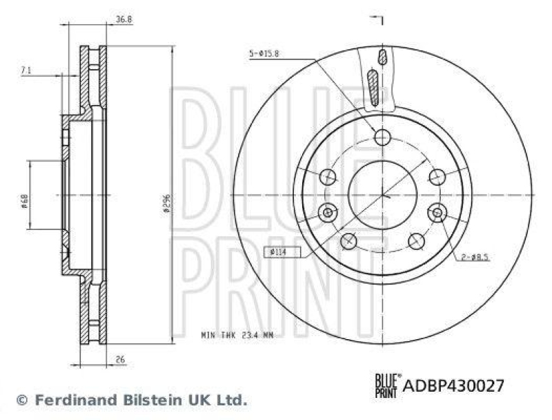 BLUE PRINT ADBP430027 Bremsscheibe f&uuml;r Renault