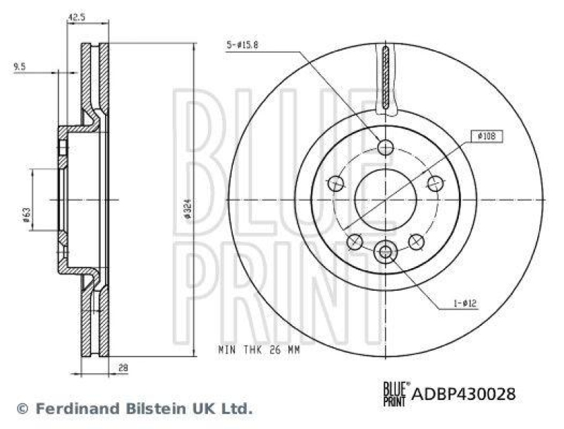 BLUE PRINT ADBP430028 Bremsscheibe f&uuml;r VOLVO PKW