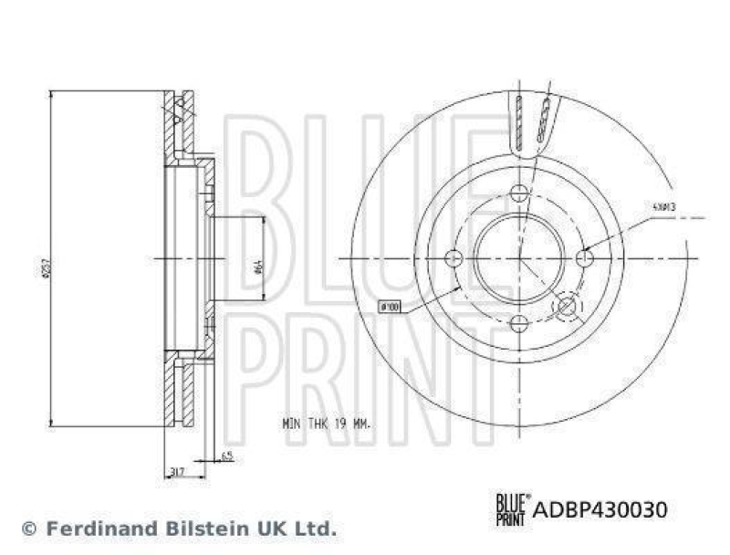 BLUE PRINT ADBP430030 Bremsscheibe f&uuml;r MG