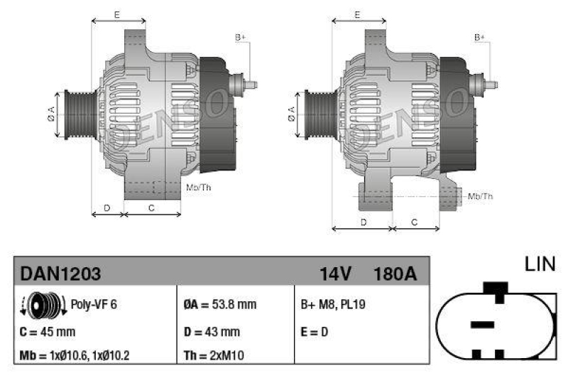 DENSO DAN1203 Generator JAGUAR XF (08-)