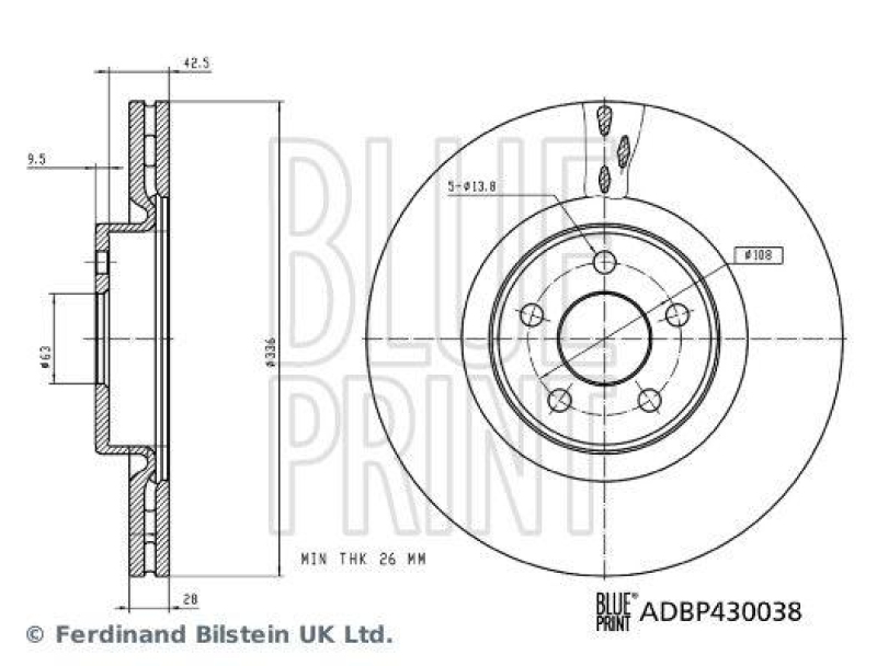 BLUE PRINT ADBP430038 Bremsscheibe f&uuml;r Ford Pkw