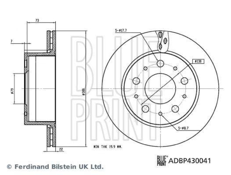 BLUE PRINT ADBP430041 Bremsscheibe f&uuml;r CITROEN