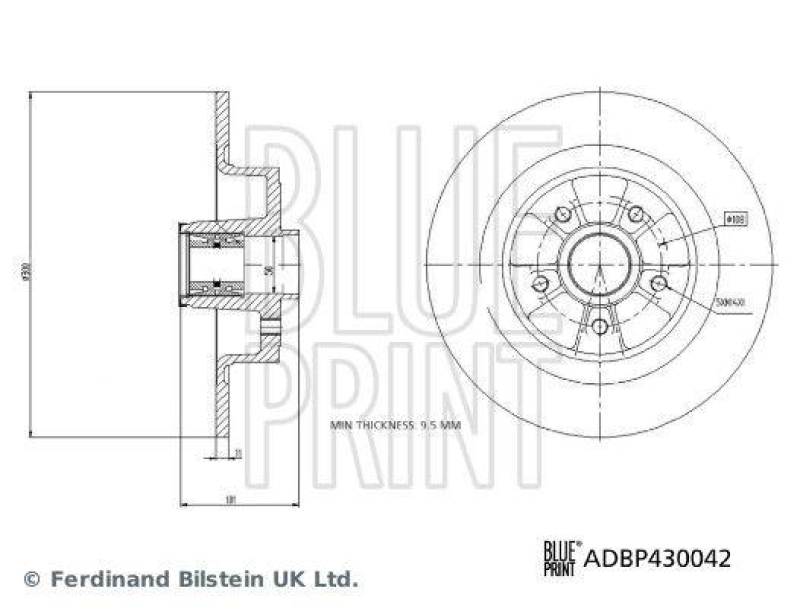 BLUE PRINT ADBP430042 Bremsscheibe mit Radlager und ABS-Impulsring f&uuml;r Renault