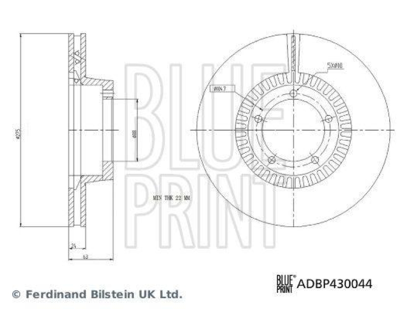 BLUE PRINT ADBP430044 Bremsscheibe f&uuml;r DAF-Leyland