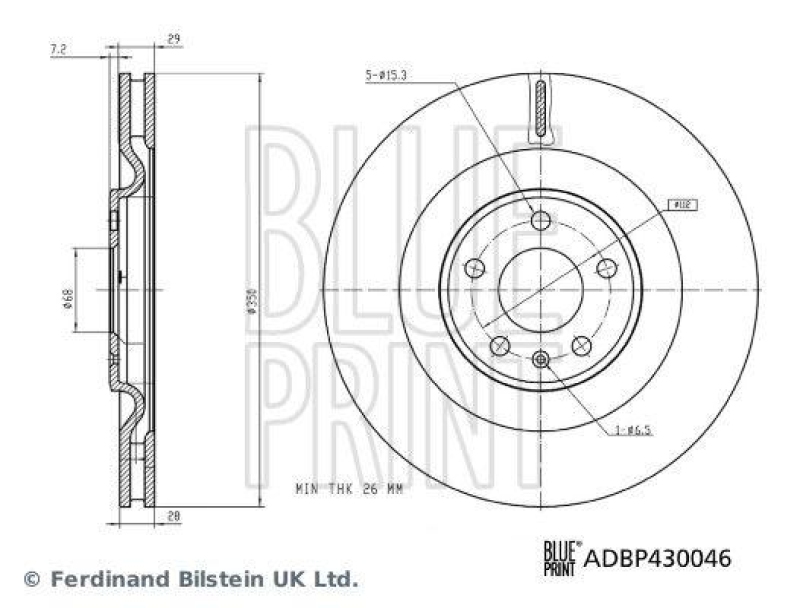 BLUE PRINT ADBP430046 Bremsscheibe f&uuml;r VW-Audi