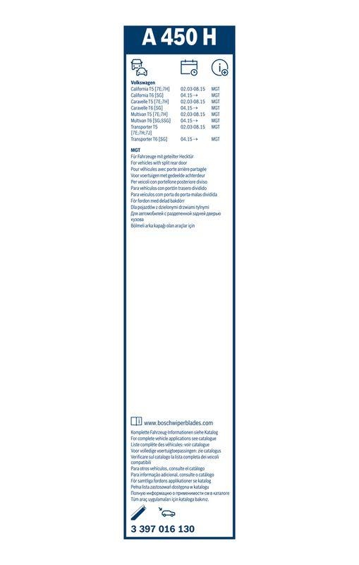 BOSCH 3 397 016 130 Wischblatt A450H Aerotwin Rear Scheibenwischer 450 mm