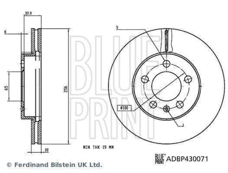 BLUE PRINT ADBP430071 Bremsscheibe f&uuml;r VW-Audi