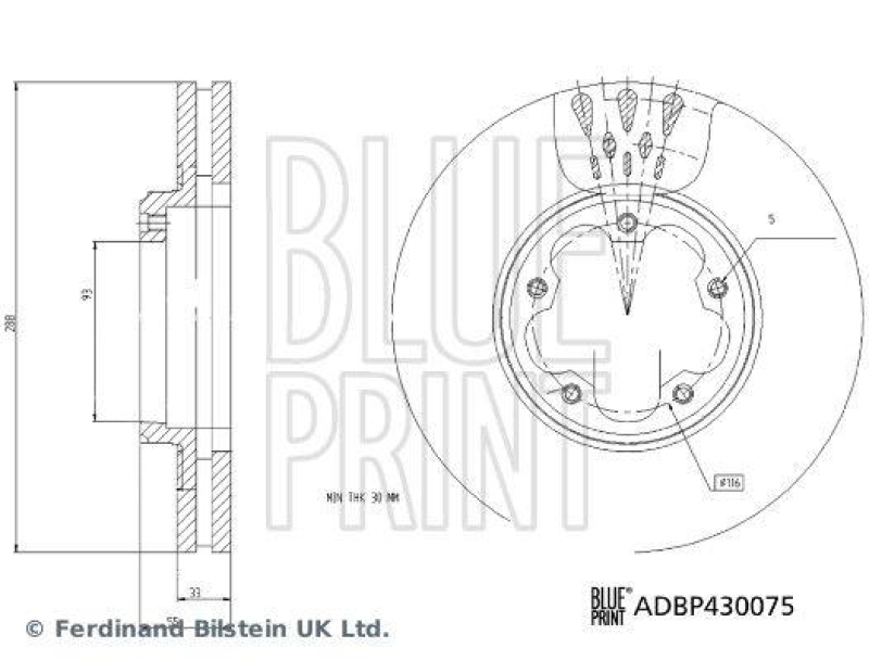 BLUE PRINT ADBP430075 Bremsscheibe f&uuml;r Ford Pkw