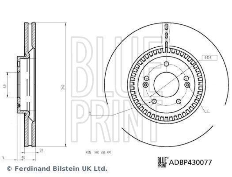 BLUE PRINT ADBP430077 Bremsscheibe f&uuml;r HYUNDAI