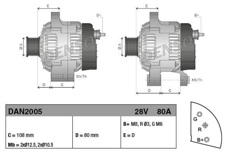 DENSO DAN2005 Generator CATERPILLAR BULLDOZER D11R (96-)