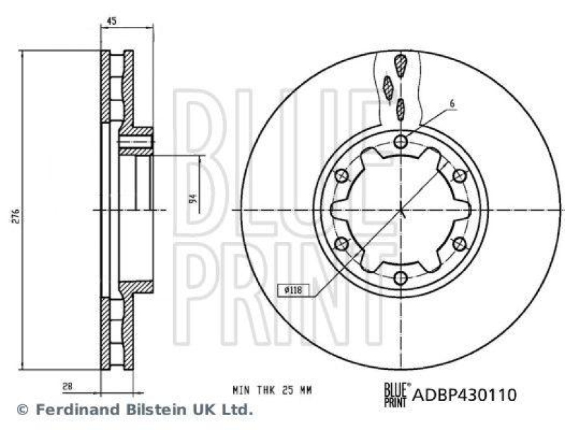 BLUE PRINT ADBP430110 Bremsscheibe f&uuml;r NISSAN