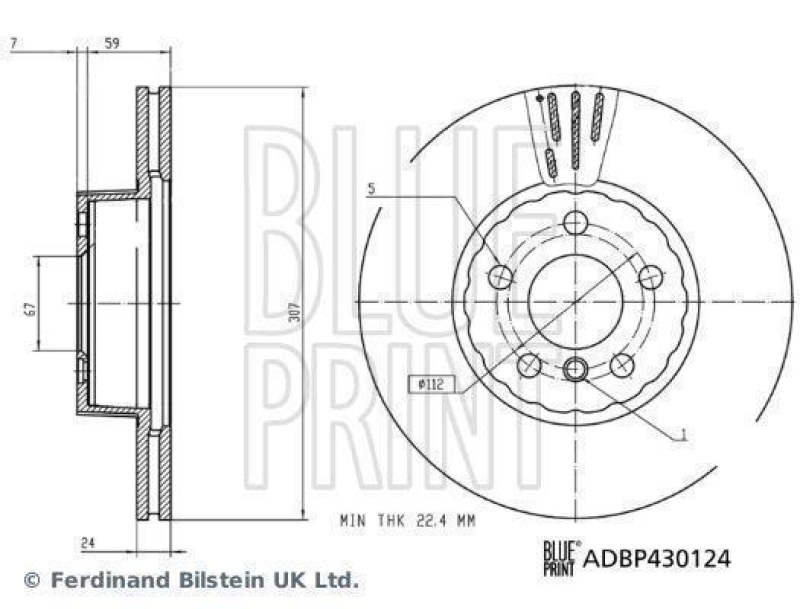 BLUE PRINT ADBP430124 Bremsscheibe f&uuml;r BMW