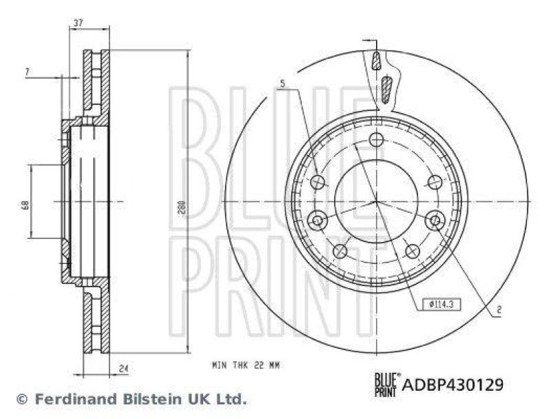 BLUE PRINT ADBP430129 Bremsscheibe f&uuml;r NISSAN