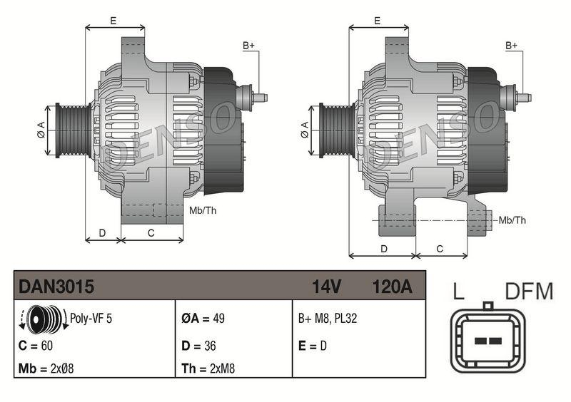 DENSO DAN3015 Generator RENAULT TRAFIC II Van (FL) 1.9 dCi 100 (01-06)