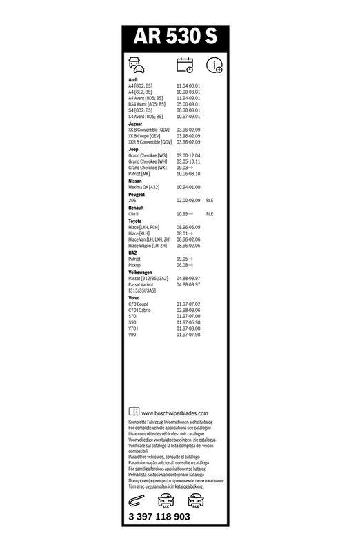 BOSCH 3 397 118 903 Wischblatt AR530S Aerotwin Retrofit Scheibenwischer 530/530 mm