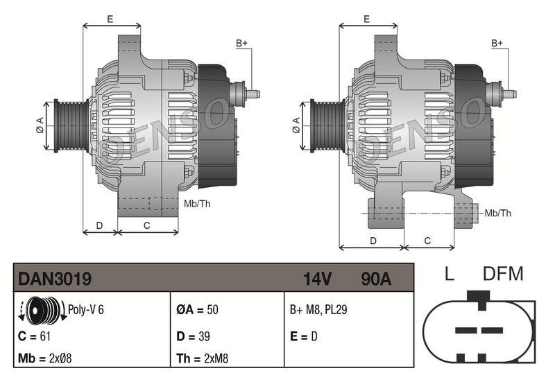 DENSO DAN3019 Generator VW GOLF IV (1J1) 1.4 16V (97-04)