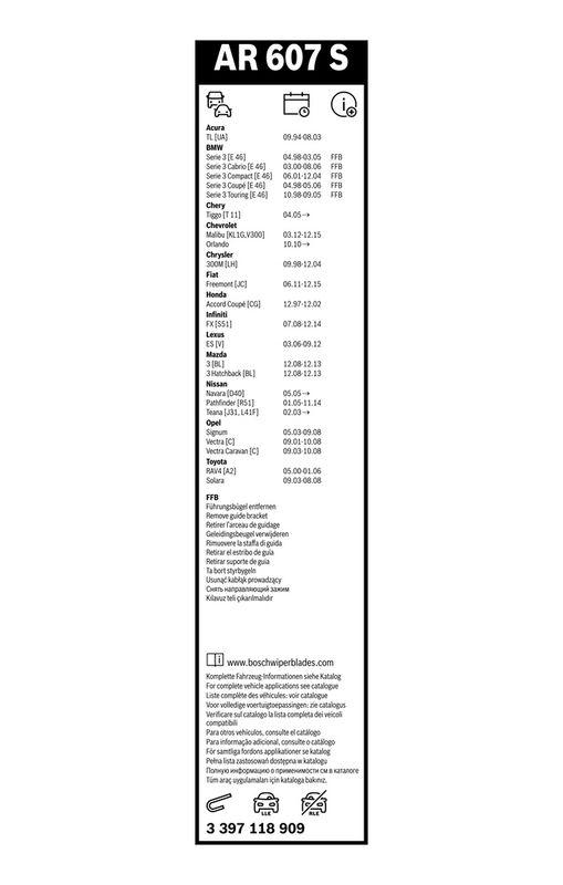 BOSCH 3 397 118 909 Wischblatt AR607S Aerotwin Retrofit Scheibenwischer 600/475 mm