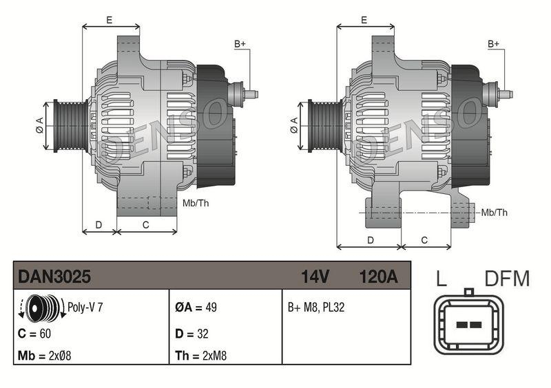DENSO DAN3025 Generator RENAULT MEGANE II Coup&eacute;-Cabriolet (EM0/1_) 2.0 (03-09)