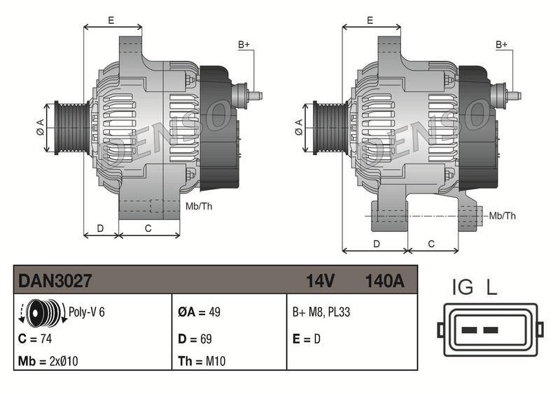 DENSO DAN3027 Generator BMW X5 (E53) 3.0 i (00-06)