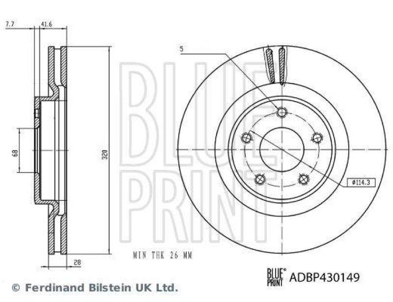 BLUE PRINT ADBP430149 Bremsscheibe f&uuml;r NISSAN
