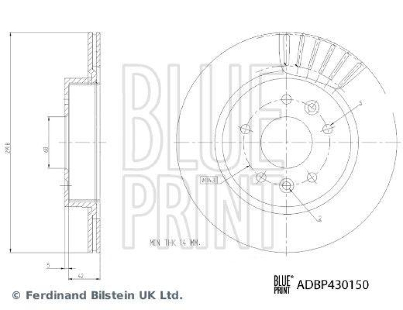 BLUE PRINT ADBP430150 Bremsscheibe f&uuml;r NISSAN