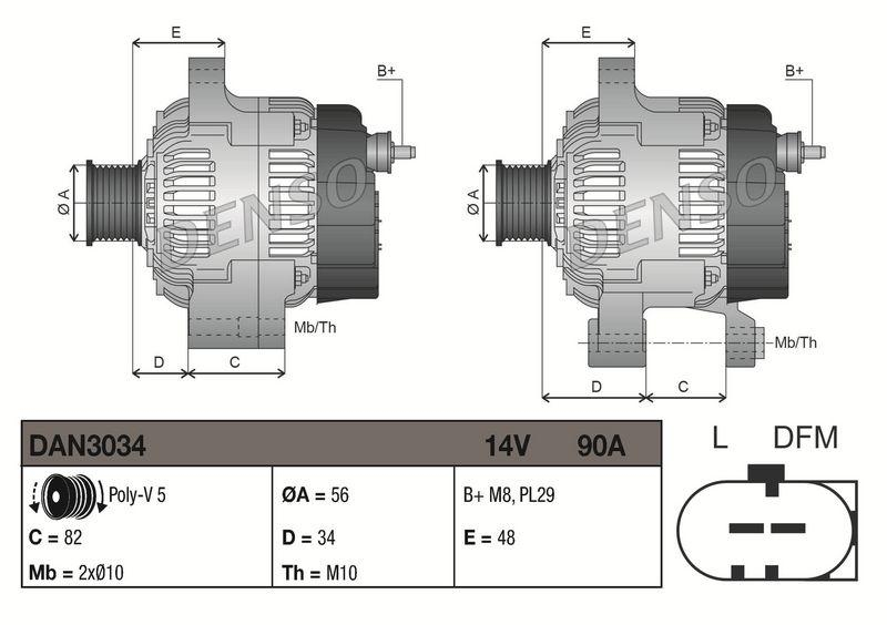 DENSO DAN3034 Generator AUDI A4 B5 (8D2) 1.6 (94-00)