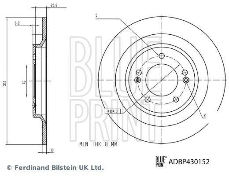 BLUE PRINT ADBP430152 Bremsscheibe f&uuml;r HYUNDAI