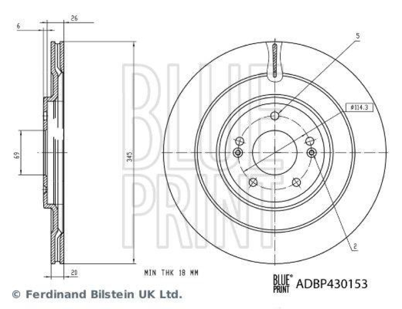 BLUE PRINT ADBP430153 Bremsscheibe f&uuml;r HYUNDAI