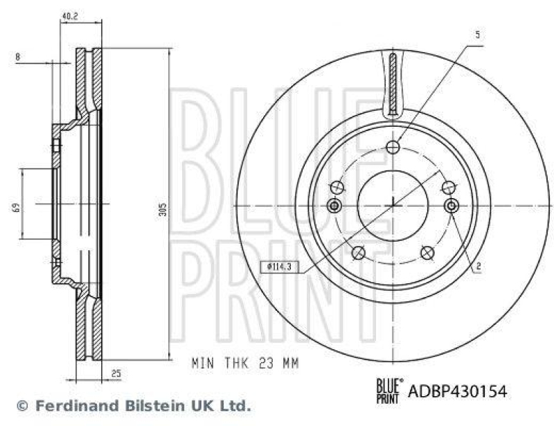 BLUE PRINT ADBP430154 Bremsscheibe f&uuml;r HYUNDAI