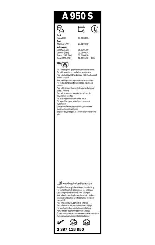 BOSCH 3 397 118 950 Wischblatt A950S Aerotwin Scheibenwischer 700/700 mm