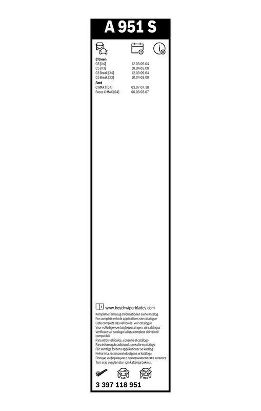 BOSCH 3 397 118 951 Wischblatt A951S Aerotwin Scheibenwischer 650/475 mm