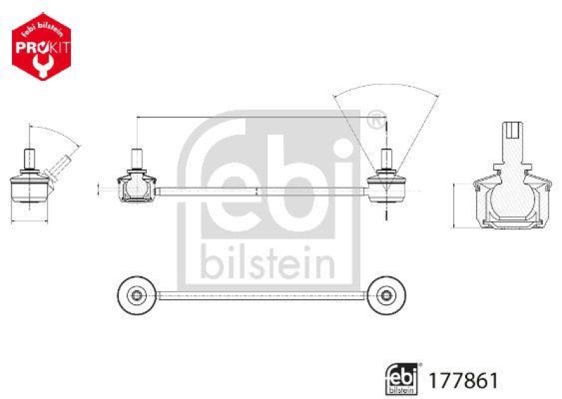 FEBI BILSTEIN 177861 Verbindungsstange mit Sicherungsmuttern f&uuml;r Volvo