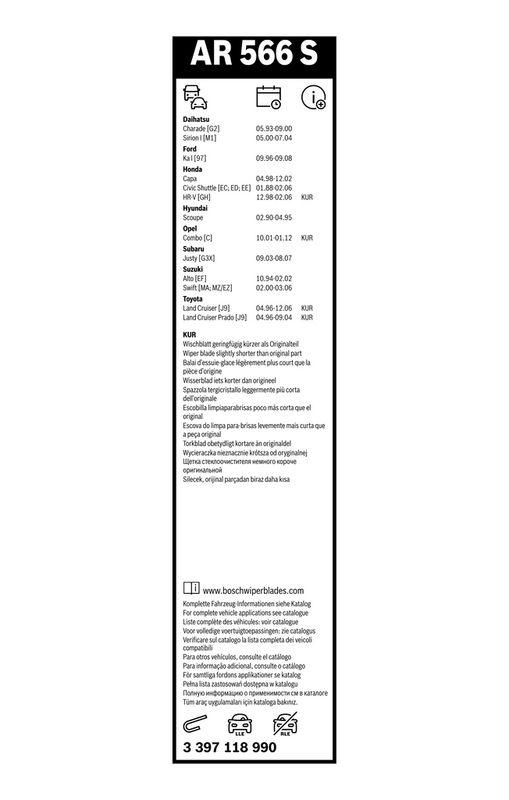 BOSCH 3 397 118 990 Wischblatt AR566S Aerotwin Retrofit Scheibenwischer 475/425 mm