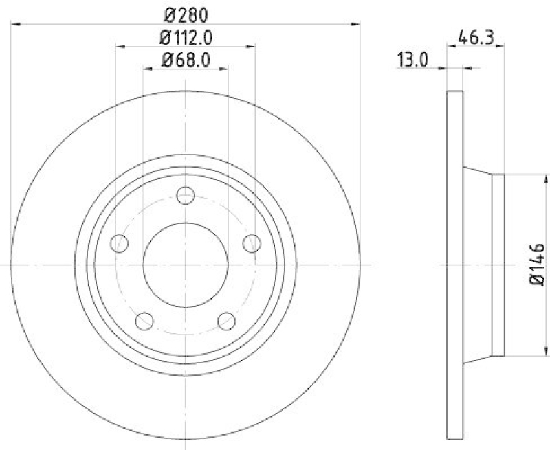 HELLA 8DD 355 104-171 Bremsscheibe f&uuml;r AUDI