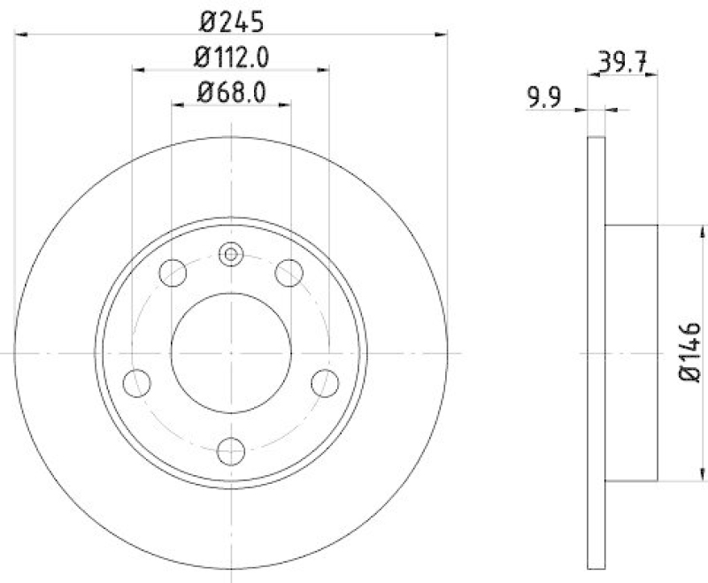 HELLA 8DD 355 107-541 Bremsscheibe f&uuml;r AUDI/SEAT