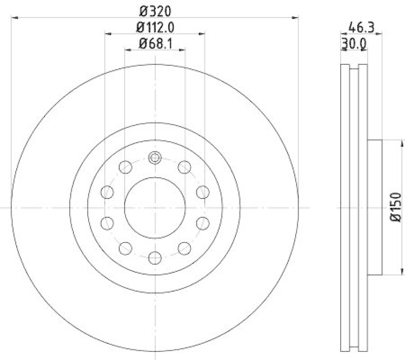 HELLA 8DD 355 107-631 Bremsscheibe f&uuml;r AUDI/SEAT