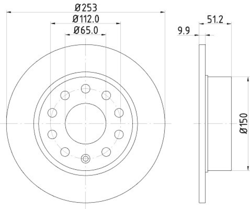 HELLA 8DD 355 109-601 Bremsscheibe f&uuml;r VW/AUDI/SKODA/SEAT