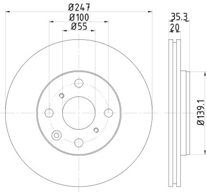 HELLA 8DD 355 112-311 Bremsscheibe für P.S.A/TOYOTA
