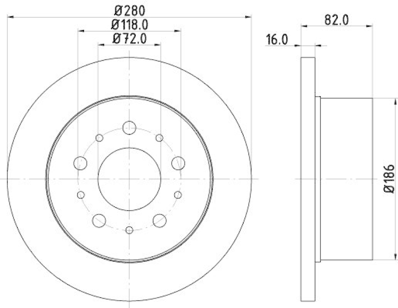HELLA 8DD 355 113-711 Bremsscheibe f&uuml;r FIAT/P.S.A