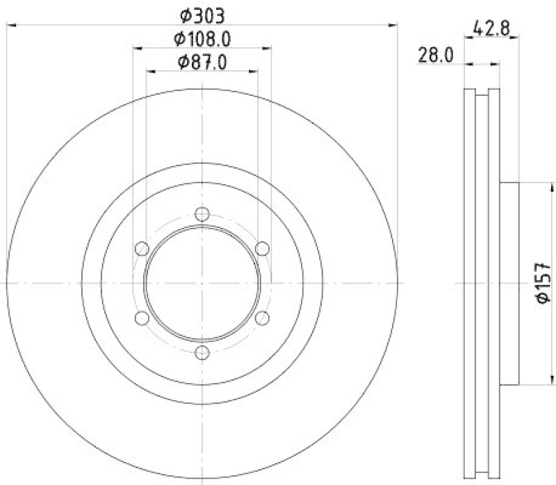 HELLA 8DD 355 115-721 Bremsscheibe f&uuml;r HYUNDAI TERRACAN (HP)
