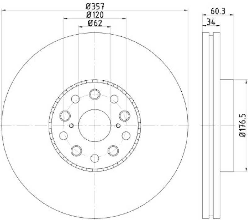 HELLA 8DD 355 116-911 Bremsscheibe f&uuml;r LEXUS LS (UVF4/USF4)