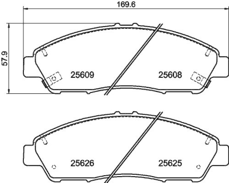 HELLA 8DB 355 020-211 Bremsbelagsatz, Scheibenbremsbelag für ACURA/HONDA