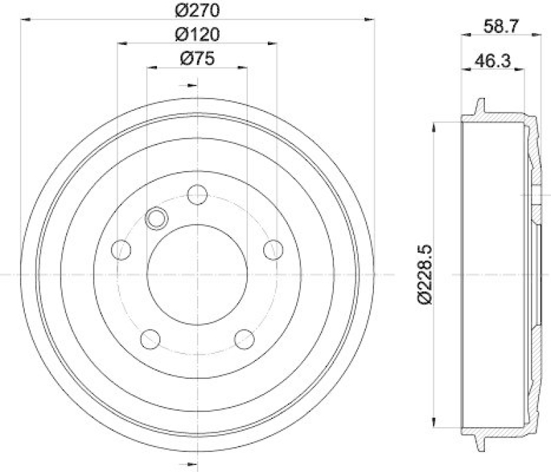 HELLA 8DT 355 300-021 Bremstrommel f&uuml;r BMW