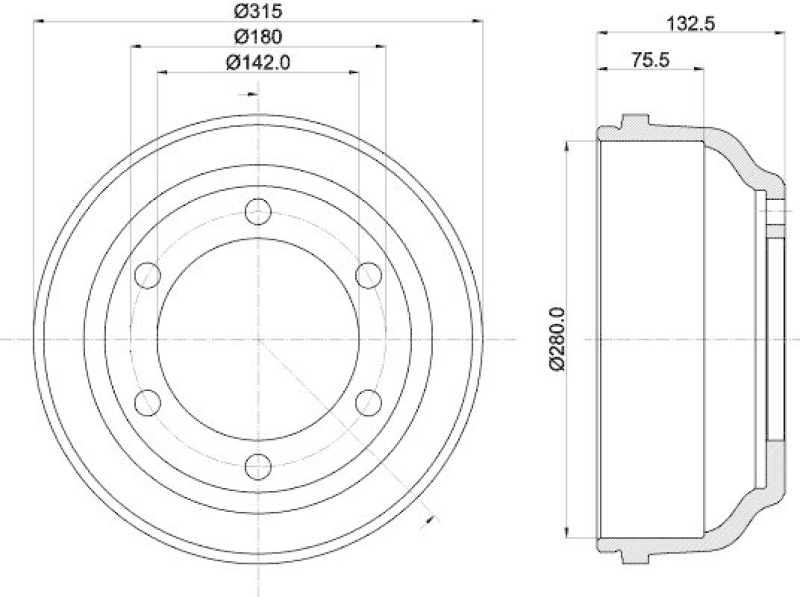 HELLA 8DT 355 300-211 Bremstrommel für FORD