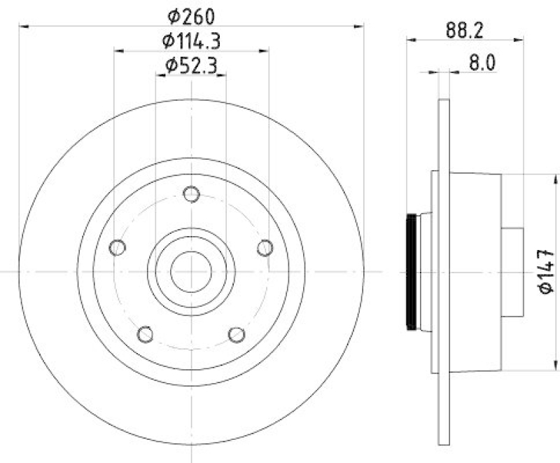 HELLA 8DD 355 123-341 Bremsscheibe f&uuml;r RENAULT