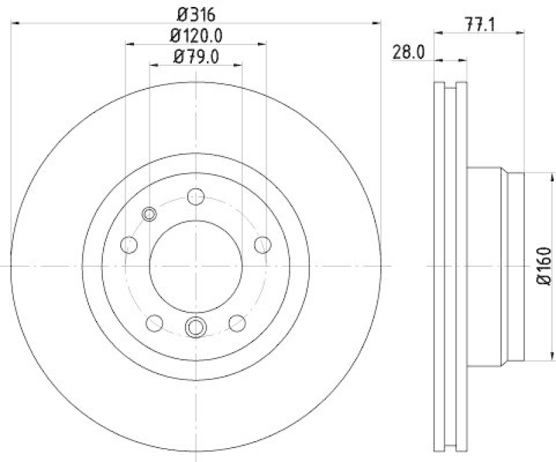 HELLA 8DD 355 127-161 Bremsscheibe f&uuml;r BMW 7 (E38)